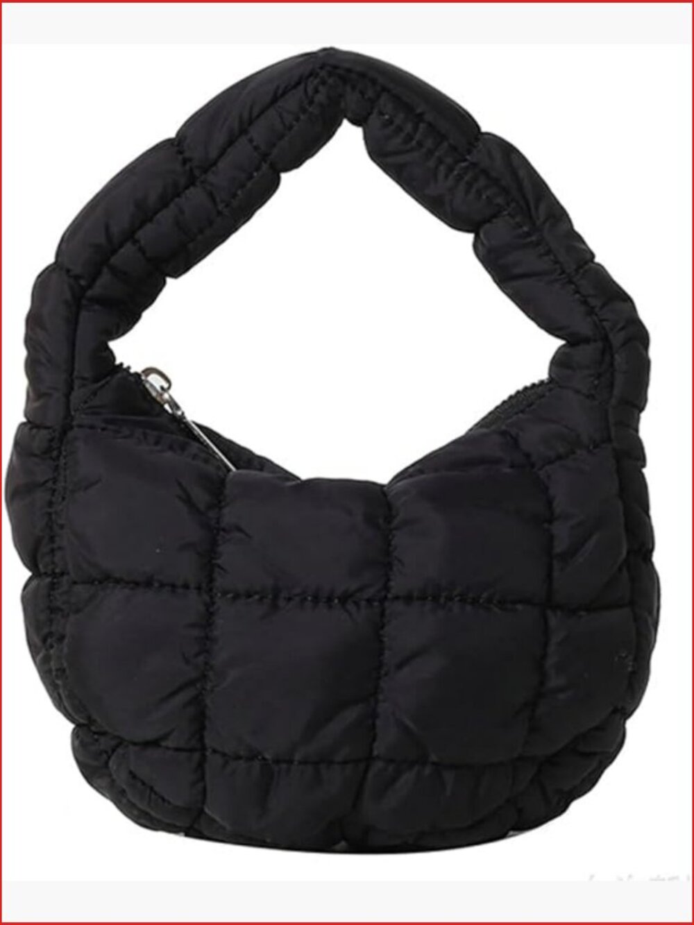 Mini Puffy Quilted Handbag Soft Puffer Tote Cute Wrist Bubble Bag Lightweight